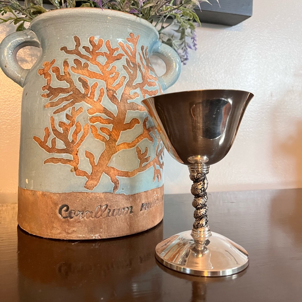 Vintage Plator Spain 5" Silver Plated Wine Goblets with Grapevine Stems